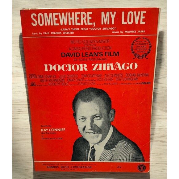 Somewhere My Love Vintage Piano Sheet Music Doctor Zhivago 60s Laras Theme - Picture 1 of 6